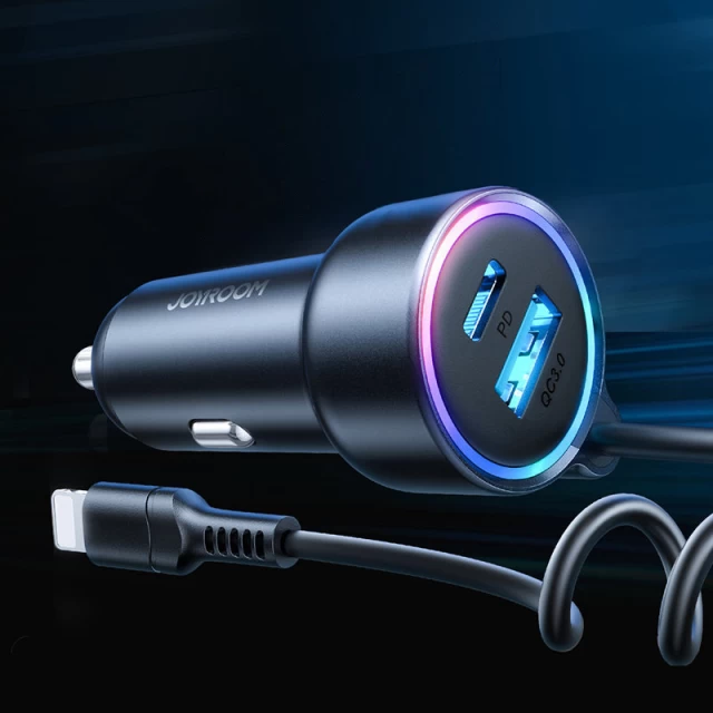 Автомобільний зарядний пристрій Joyroom 3-in-1 USB-A/USB-C with Lightning Cable 45W 1.5m Black (JR-CL08)