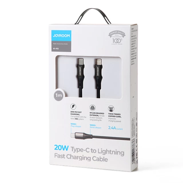 Кабель Joyroom Fast Charging USB-C to Lightning 20W 1m Black (S-1024N1-PD)