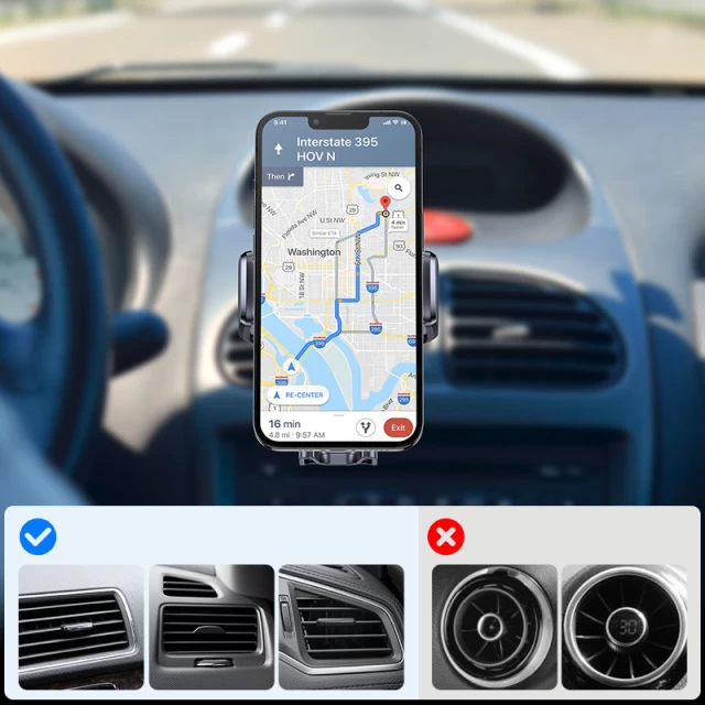 Автодержатель с функцией беспроводной зарядки Joyroom JR-ZS243 Vent Car Mount 15W Black (6941237179715)