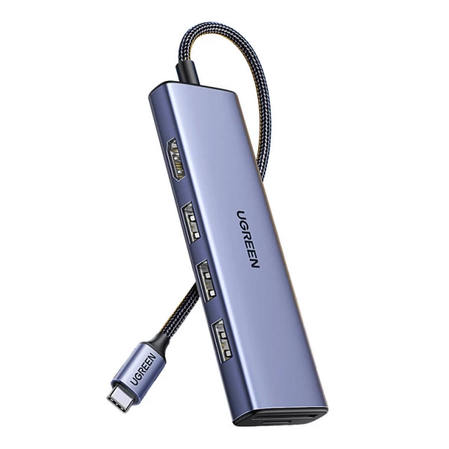 USB-хаб Ugreen CM511 6-in-1 USB-C to 3xUSB-A/HDMI/SD/TF Silver (20956A)