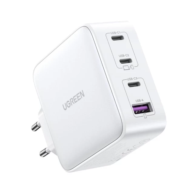 Мережевий зарядний пристрій Ugreen 100W 3xUSB-C | USB-A White (15337)