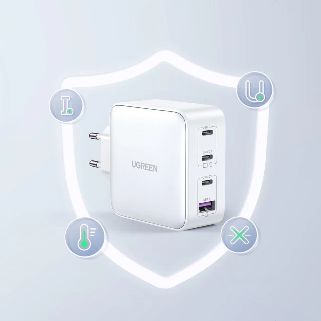 Сетевое зарядное устройство Ugreen 100W 3xUSB-C | USB-A White (15337)
