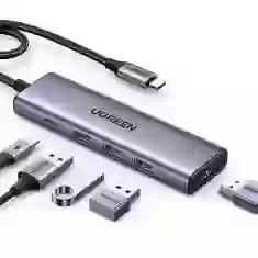 USB-хаб Ugreen CM511 Multifunctional 5in1 USB-C - HDMI 1.4 | 3x USB-A | USB-C PD 100W Grey (6941876215966)