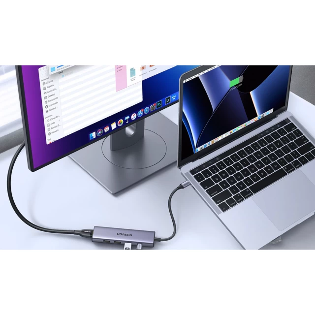 USB-хаб Ugreen CM511 Multifunctional 5in1 USB-C - HDMI 1.4 | 3x USB-A | USB-C PD 100W Grey (6941876215966)