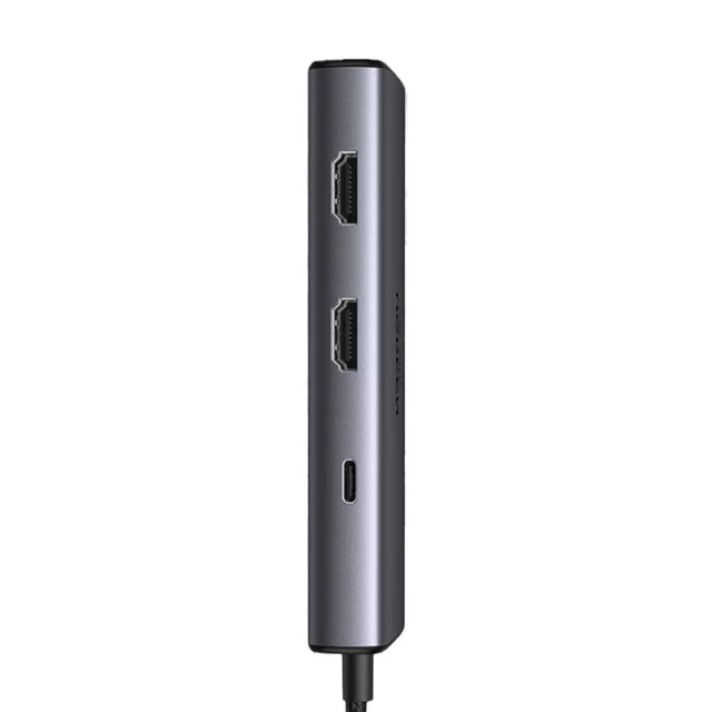 USB-хаб Ugreen CM498 6-in-1 USB-C to 2xUSB-A/2xUSB-C/2xHDMI Silver (15852)