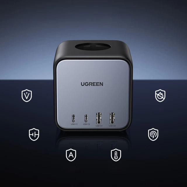 Мережевий подовжувач Ugreen 2x USB-C/2x USB-A/3x AC 65W Black (6941876221264)
