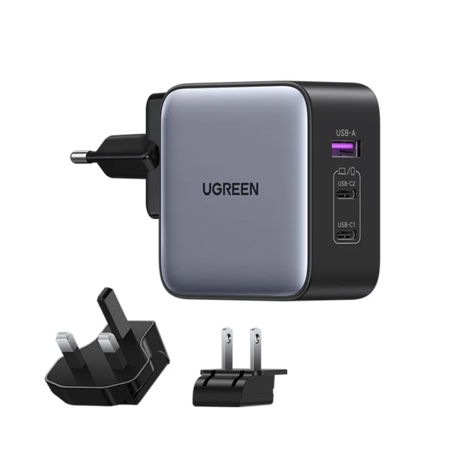 Мережевий зарядний пристрій Ugreen UK | EU | US 65W 2xUSB-C | USB-A Black (90409-ugreen)