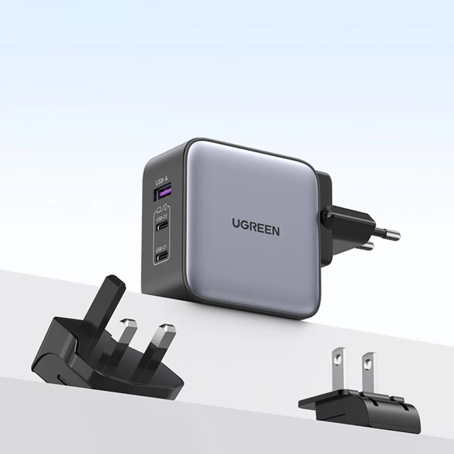 Сетевое зарядное устройство Ugreen UK | EU | US 65W 2xUSB-C | USB-A Black (90409-ugreen)