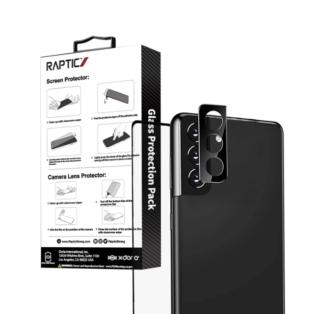 Защитное стекло Raptic X-Doria Glass Protection Pack с защитой для камеры для Samsung Galaxy S22 Black (461160)