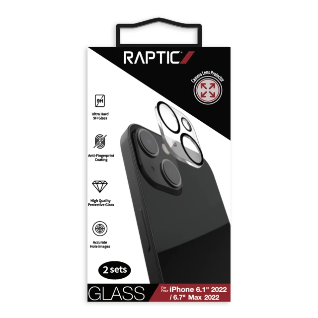 Защитное стекло Raptic X-Doria для камеры iPhone 14 Camera Protector Glass (2 pack) Black (6950941496421)