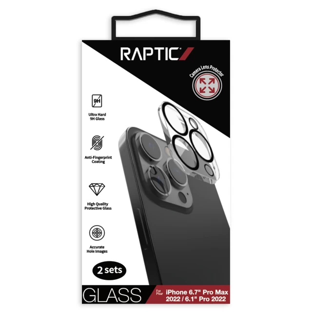 Захисне скло Raptic X-Doria для камери iPhone 14 Pro Camera Protector Glass (2 pack) Black (6950941496438)