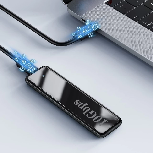 Отсек для твердотельного накопителя Baseus Full Speed Series SSD Enclosure M.2 SATA USB-С 3.2 Gen 2 10 Gbps with USB-С to USB-C Cable Black (CAYPH-F0G