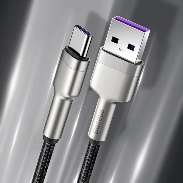 Кабель Baseus Cafule Metal USB-A to USB-C 0.25m Black (CATJK-01)