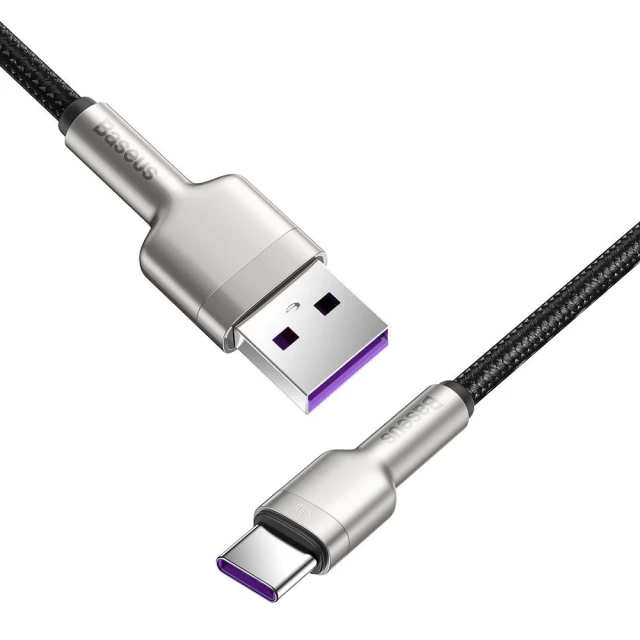 Кабель Baseus Cafule Metal USB-A to USB-C 0.25m Black (CATJK-01)