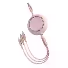 Кабель Baseus Bright Mirror Retractable 3-in-1 USB-A to USB-C/Lightning/Micro-USB 1.2m Pink (CAMLT-MJ04)