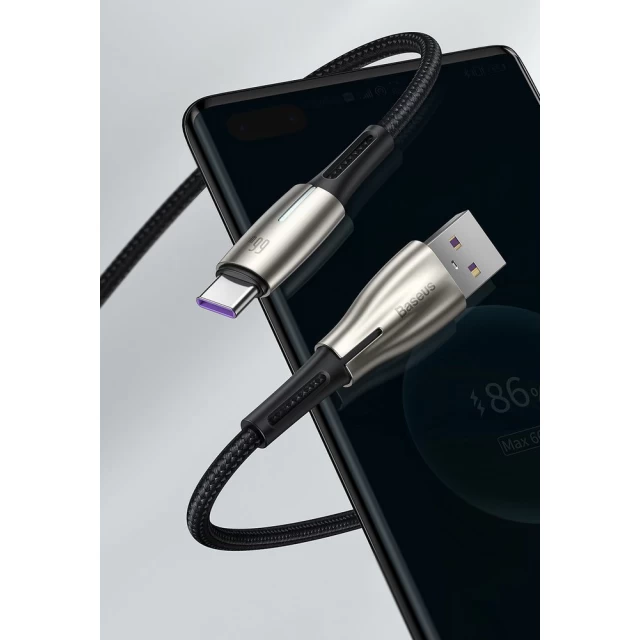 Кабель Baseus Water Drop USB-A to USB-C 1m Black (CATSD-M01)