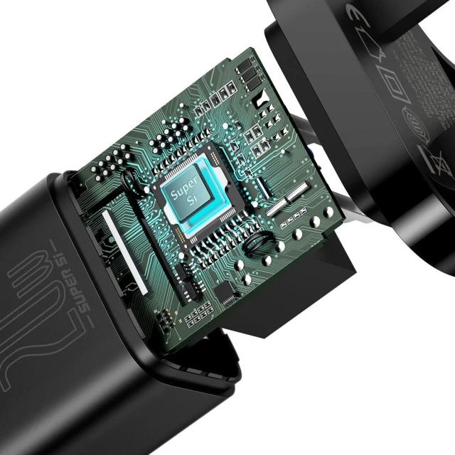Мережевий зарядний пристрій Baseus Super Si 20W USB-C with USB-C to Lightning Cable 1m Black (TZCCSUP-K01)