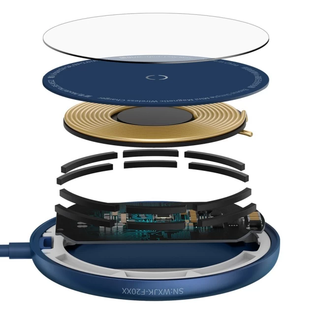 Бездротовий зарядний пристрій Baseus Simple Mini Magnetic 15W Blue with MagSafe (WXJK-H03)