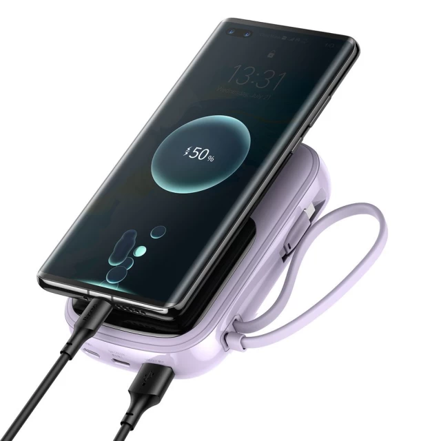 Портативное зарядное устройство Baseus Q Pow 20000 mAh 20W with Lightning Cable Purple (PPQD-H05)