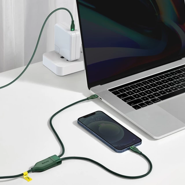 Кабель Baseus Flash 2-in-1 USB-C to USB-C/Lightning 1.2m Green (CA1T2-F06)