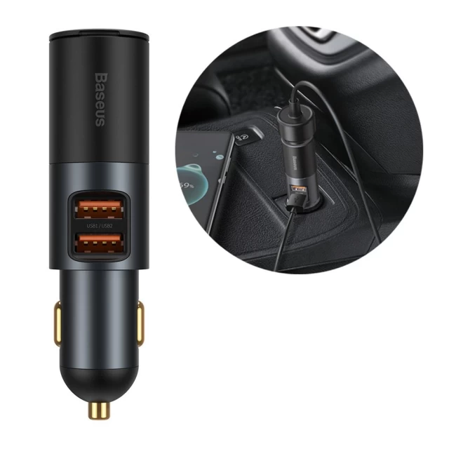 Автомобільний зарядний пристрій Baseus Share Together Cigarette Lighter 120W 2xUSB-A Grey (CCBT-D0G)