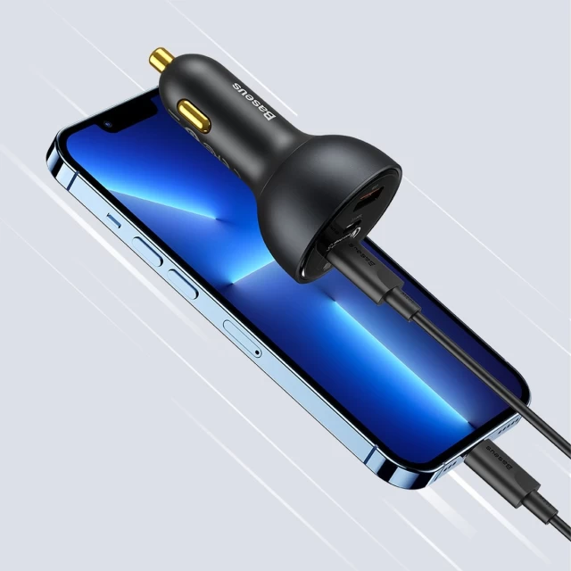 Автомобільний зарядний пристрій Qualcomm Quick Charge 160W USB-A/2xUSB-C with USB-C to USB-C Cable Grey (TZCCZM-0G)