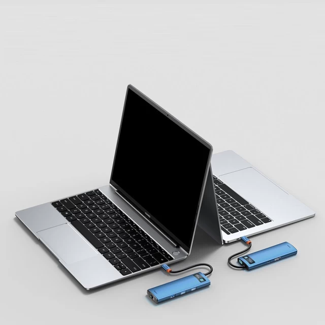 USB-хаб Baseus Metal Gleam Multifunctional 6-in-1 USB-C to x3USB-A/USB-C/HDMI/Ethernet Blue (WKWG000003)