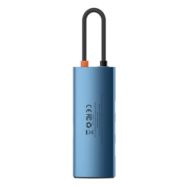 USB-хаб Baseus Metal Gleam Multifunctional 6-in-1 USB-C to x3USB-A/USB-C/HDMI/Ethernet Blue (WKWG000003)