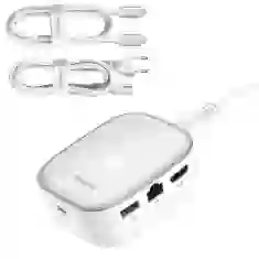 USB-хаб Baseus Multifunctional Charger 6-in-1 2xUSB-A/USB-C/Ethernet/HDMI/SD/TF White (CAHUB-AU02)