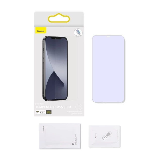 Защитное стекло Baseus Anti-Blue Light 0.3 mm для iPhone 12 Pro Max Transparent (2 Pack) (SGAPIPH67N-LF02)