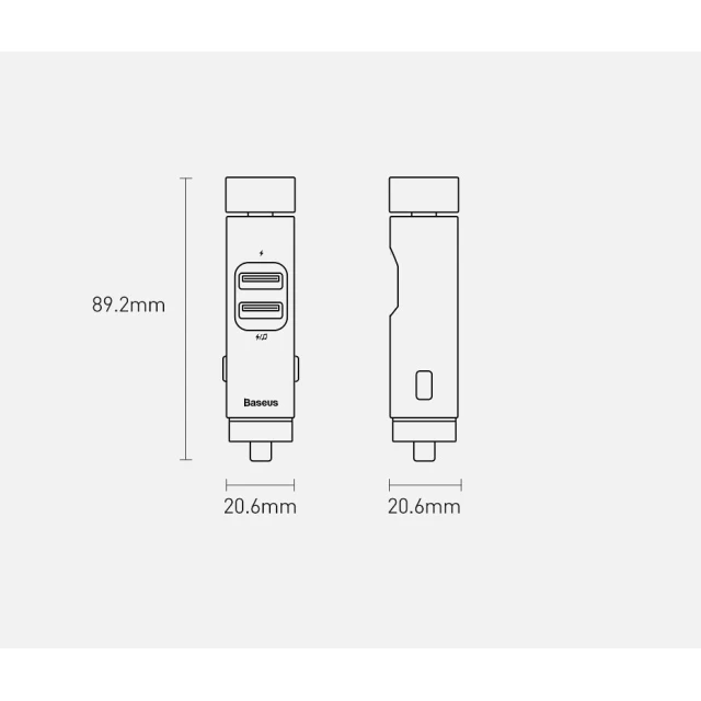 Автомобільний зарядний пристрій Baseus Energy Column FM Transmiter 18W 2xUSB-A Silver (CCNLZ-C0S)