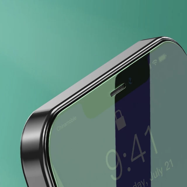 Защитное стекло Baseus Eye Protection Full Coverage Light Tempered Glass Film 0.3 mm для iPhone 12 mini Green (2 Pack) (SGAPIPH54N-LP02)