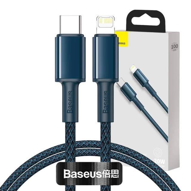 Кабель Baseus High Density Braided USB-C to Lightning PD 20W 1m Blue (CATLGD-03)