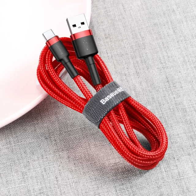 Кабель Baseus Cafule USB-A to USB-C 2m Red (CATKLF-C09)