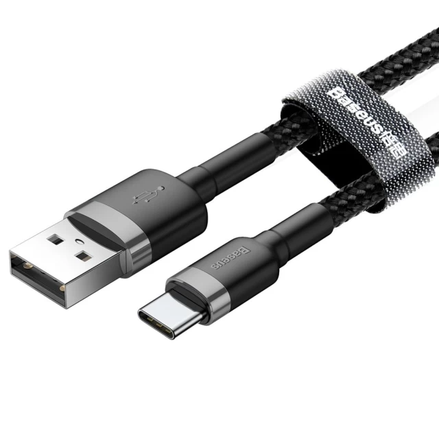 Кабель Baseus Cafule USB-A to USB-C 2m Black/Grey (CATKLF-CG1)