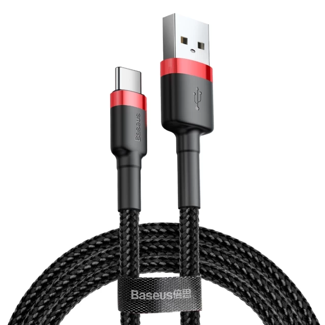 Кабель Baseus Cafule USB-A to USB-C 2m Black/Red (CATKLF-C91)