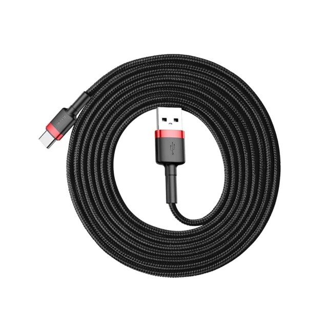 Кабель Baseus Cafule USB-A to USB-C 2m Black/Red (CATKLF-C91)