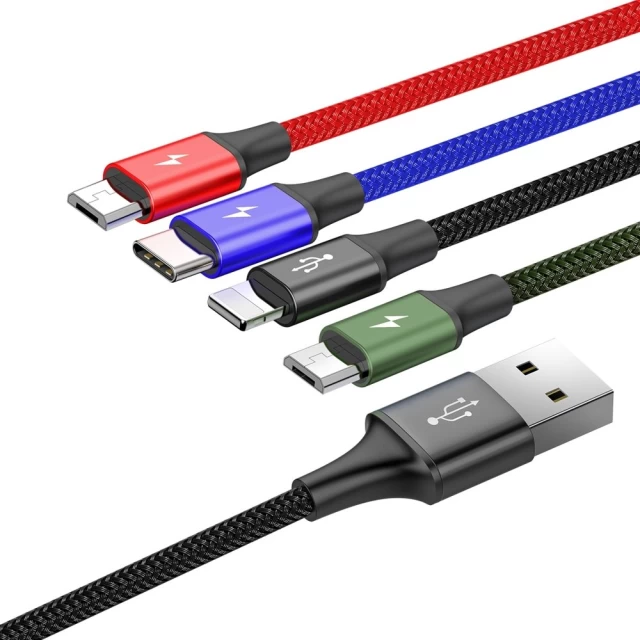 Кабель Baseus Rapid 4-in-1 USB-A to USB-C/Lightning/2xMicro-USB 1.2m Black (CA1T4-C01)