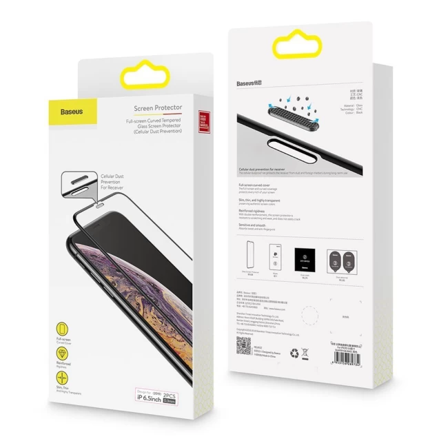 Защитное стекло Baseus Full Curved Tempered Glass Screen Films 9H для iPhone 11/XR Black (2 Pack) (SGAPIPH61-WD01)