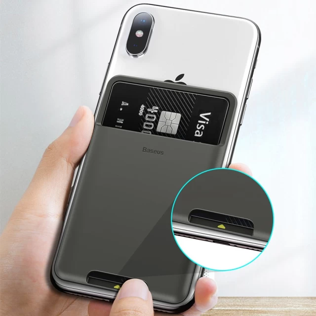 Чохол-гаманець Baseus Back Stick Silicone Card Bag для iPhone Dark Grey (ACKD-A0G)