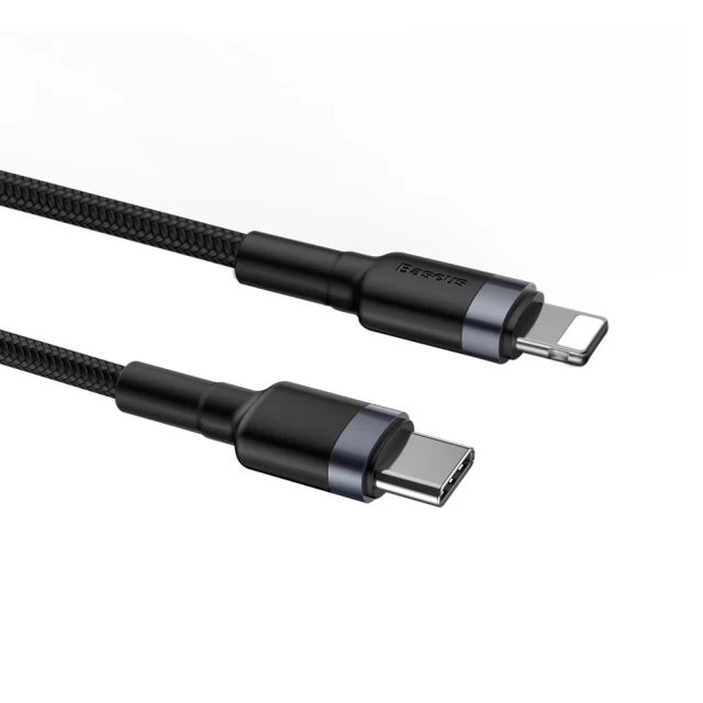 Кабель Baseus Cafule USB-C to Lightning 1m Black/Grey (CATLKLF-G1)