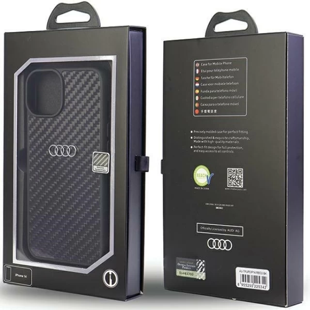 Чехол Audi Carbon Fiber для iPhone 14 Black (AU-TPUPCIP14-R8/D2-BK)