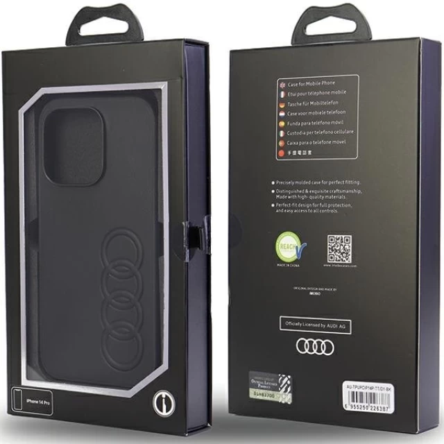 Чехол Audi Synthetic Leather для iPhone 14 Pro Black (AU-TPUPCIP14P-TT/D1-BK)