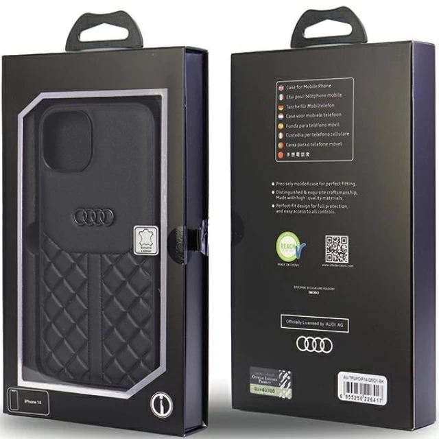 Чехол Audi Genuine Leather для iPhone 14 Black (AU-TPUPCIP14-Q8/D1-BK)