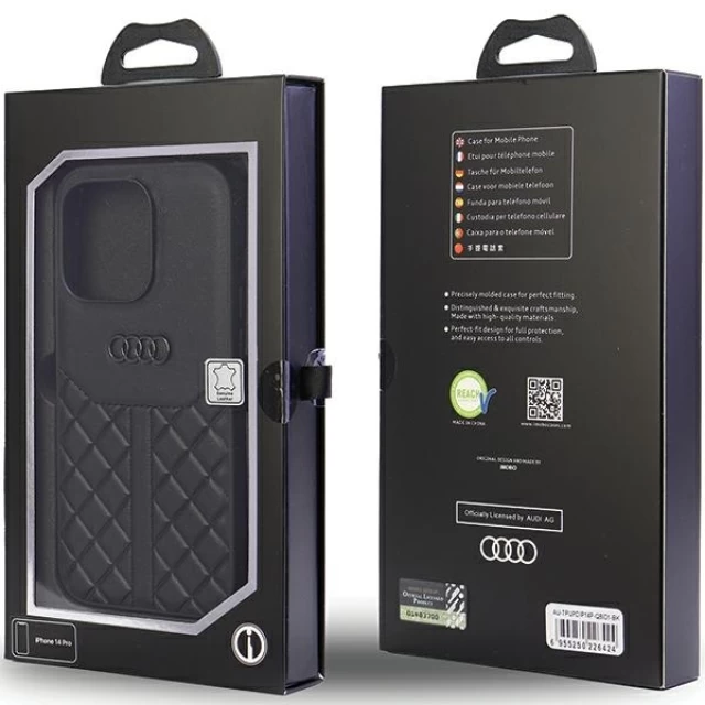 Чехол Audi Genuine Leather для iPhone 14 Pro Black (AU-TPUPCIP14P-Q8/D1-BK)
