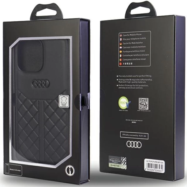 Чохол Audi Genuine Leather для iPhone 14 Pro Max Black (AU-TPUPCIP14PM-Q8/D1-BK)