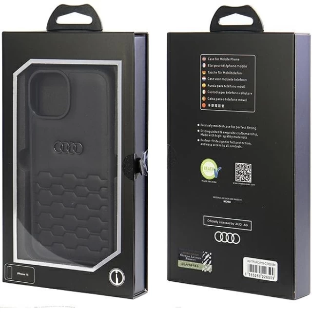 Чехол Audi GT Synthetic Leather для iPhone 15 Black (AU-TPUPCIP15-GT/D2-BK)