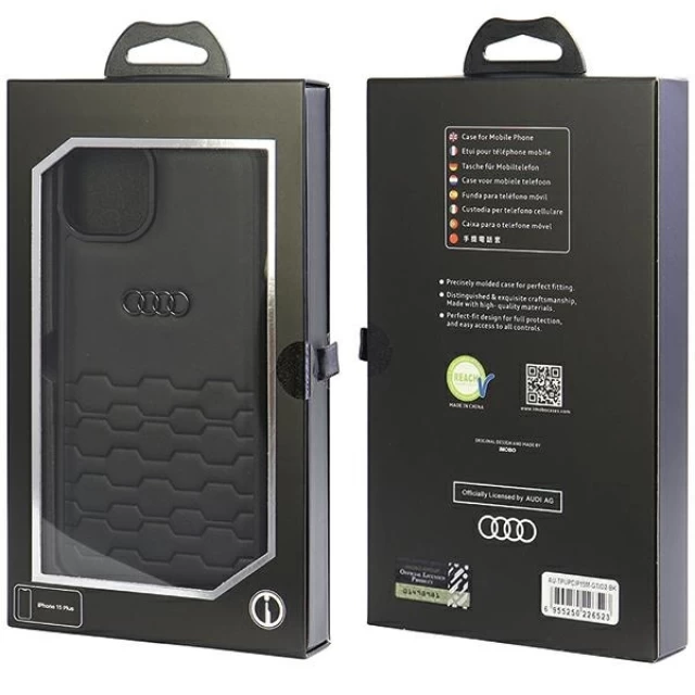 Чохол Audi GT Synthetic Leather для iPhone 15 Plus Black (AU-TPUPCIP15M-GT/D2-BK)