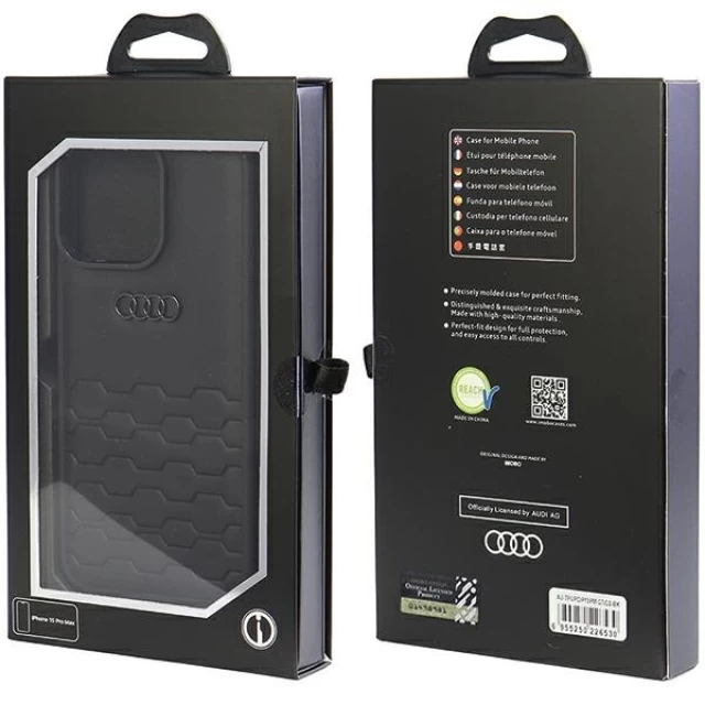 Чехол Audi GT Synthetic Leather для iPhone 15 Pro Max Black (AU-TPUPCIP15PM-GT/D2-BK)