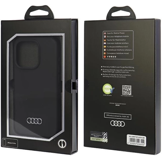 Чохол Audi Silicone Case для iPhone 15 Pro Black (AU-LSRIP15P-Q3/D1-BK)